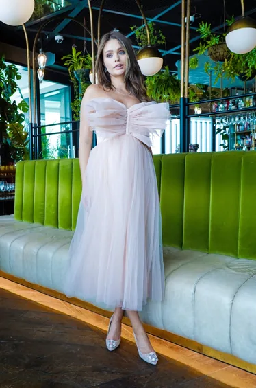 Butterfly Nude Tulle Midaxi Dress