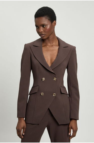 Compact Stretch Double Breasted Blazer