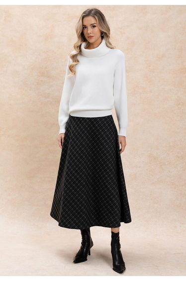 Huggable Turtleneck Waffle Knit Sweater in White