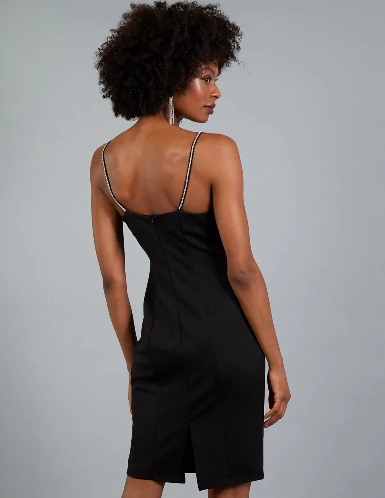 Diamante Detail Bodycon Dress Blue Vanilla Black : Party Dresses :  VogaCloset Oman