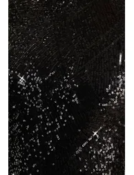 Cecy | Black Sequin High-Neck Maxi Dress With Cap Sleeves - 5