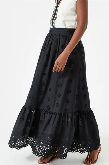 Cotton Maxi Skirt in Broderie Anglaise