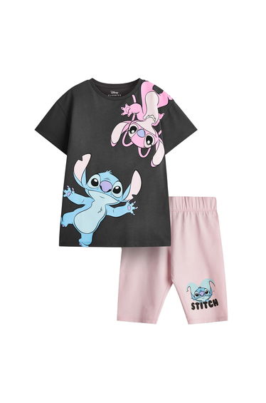 Lilo & Stitch Girls Character T-Shirt & Shorts Set - Dark Grey/Pink