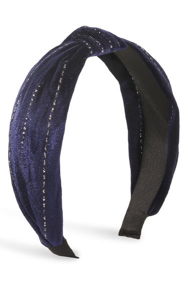 Monochromatic Knotted Velvet Headband in Navy