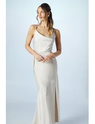 Cowl Neck Satin Slip Maxi Dress - 1