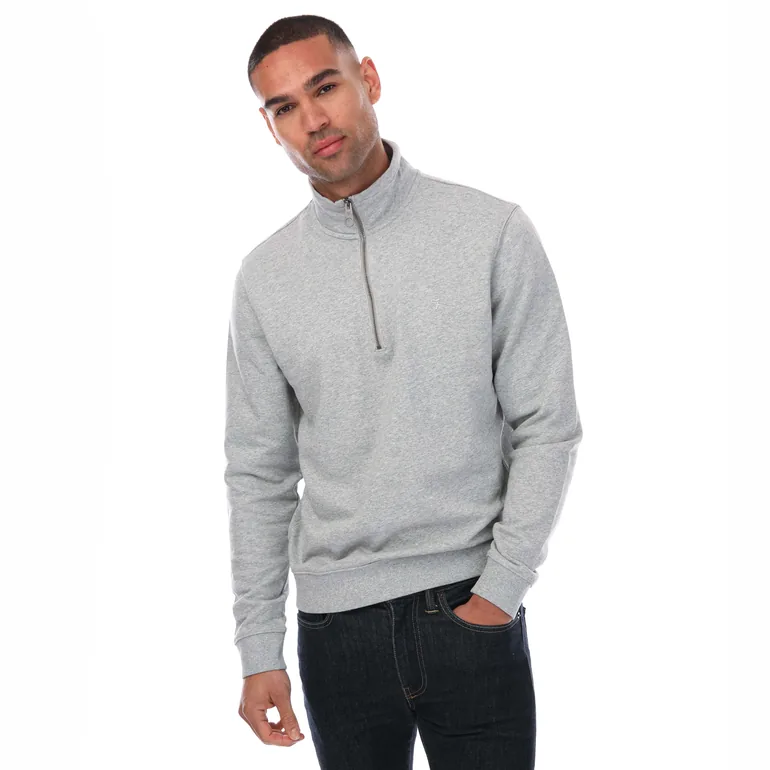Men's Farah Aintree Organic Half Zip Sweatshirt in Grey