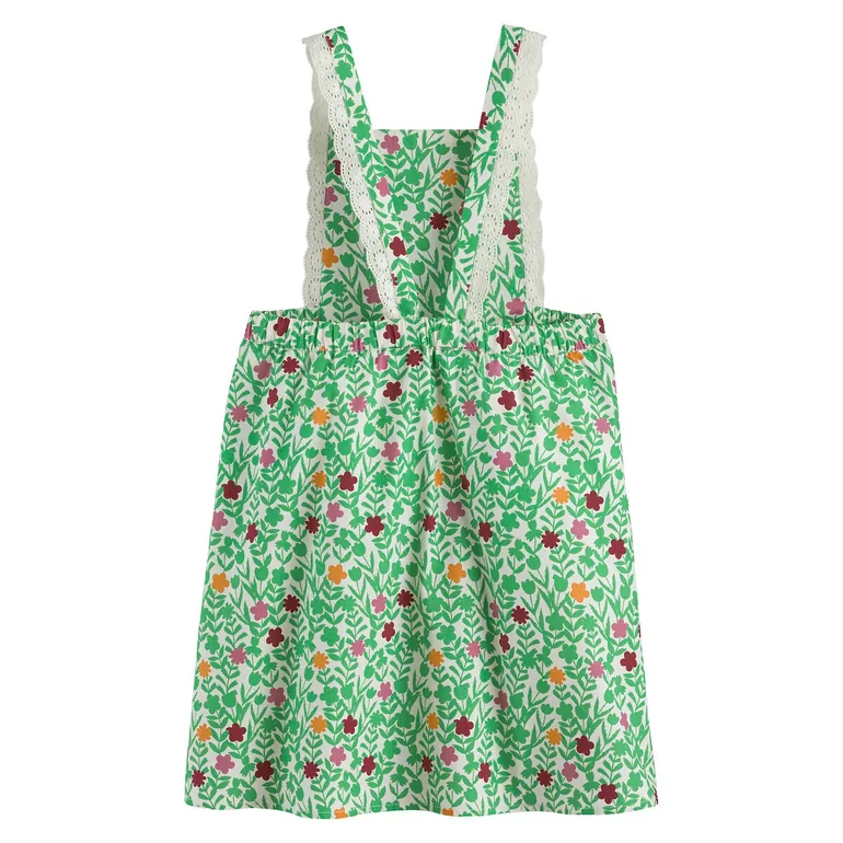 Floral Cotton Pinafore Dress - 1