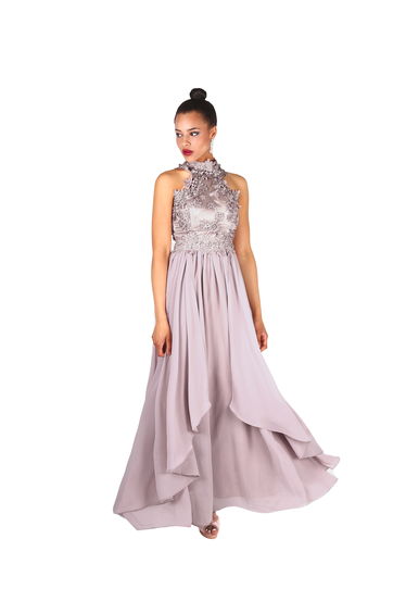 Lace Halterneck Maxi Prom Dress