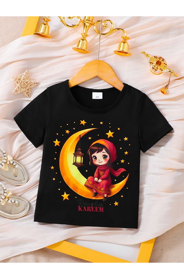 Girls Black Ramadan Kareem Graphic T-Shirt