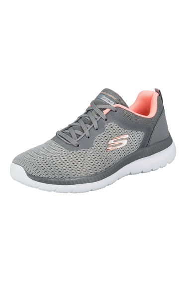 Skechers Womens/Ladies Bountiful Quick Path Plain Trainers - Grey/Coral