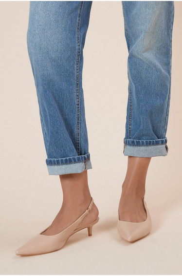Faelina Faux Leather Slingback Kitten Heel Court Shoes