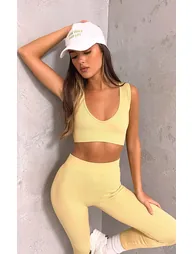 Taupe Contour Rib Plunge Crop Top