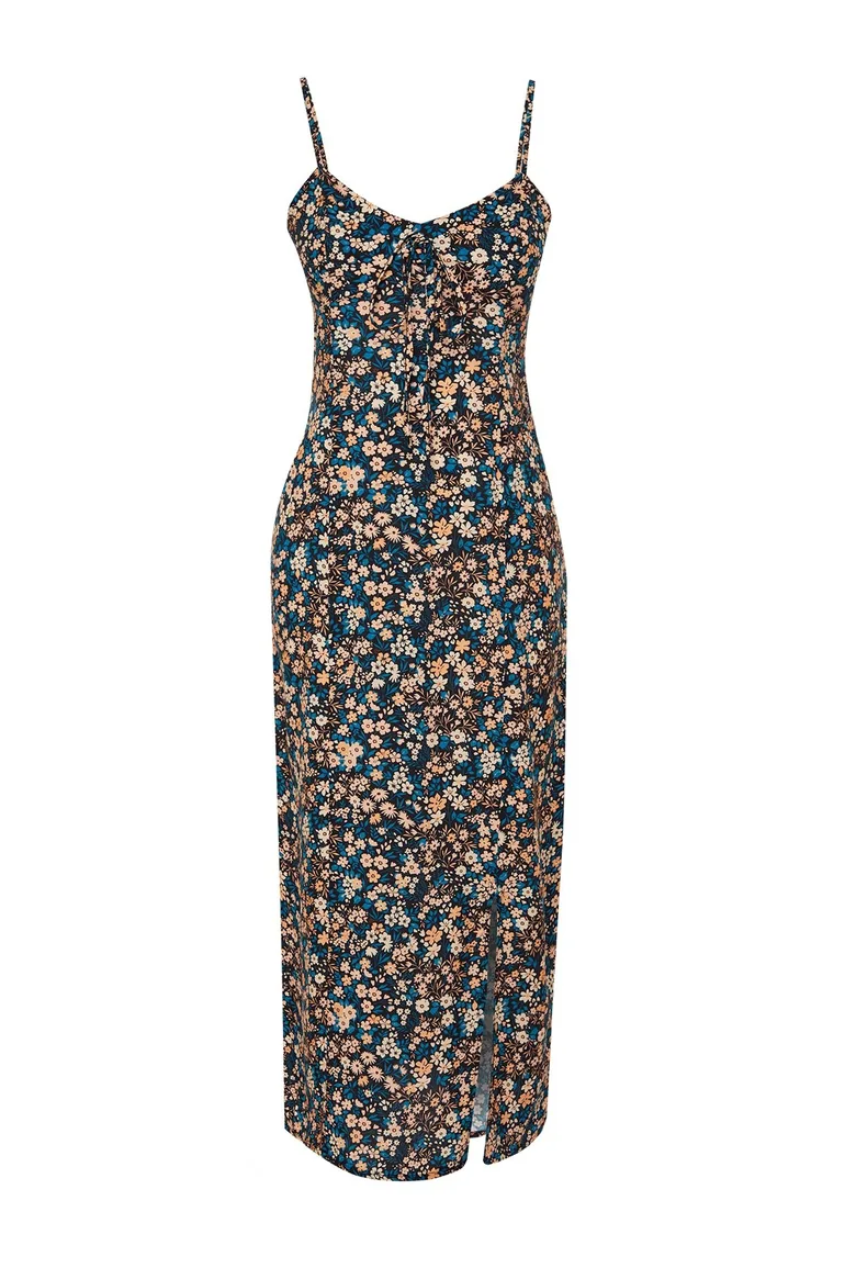 Black Floral Column Midaxi Dress - 6