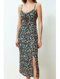 Black Floral Column Midaxi Dress - 4