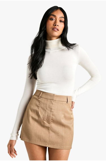 Tailored Mini Skirt - camel
