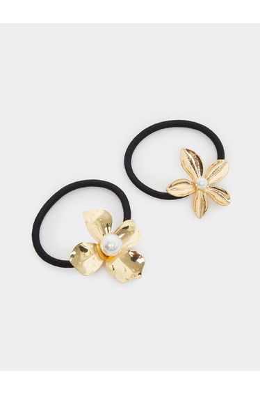 Pack of 2 - Gold Flower Hair Ties