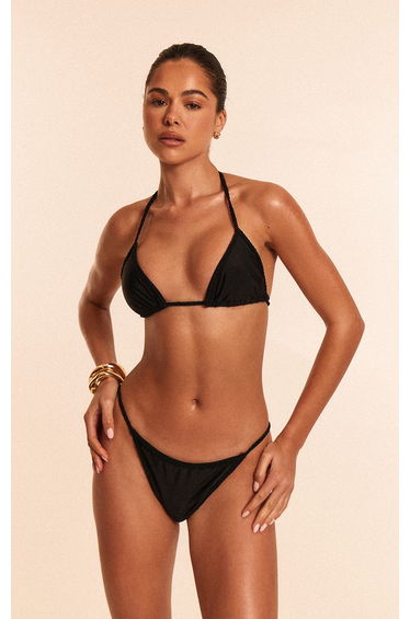 Black Plait Binding Tanga Bikini Bottoms
