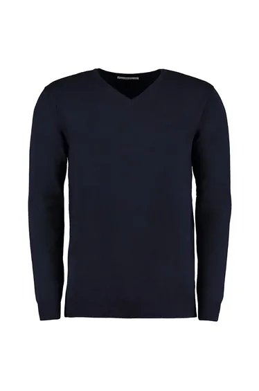 Kustom Kit Mens Arundel Long Sleeve V-Neck Sweater - Navy Blue