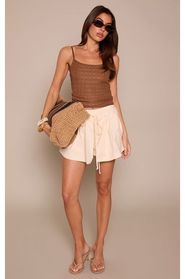 Chocolate Textured Strappy Cami Top
