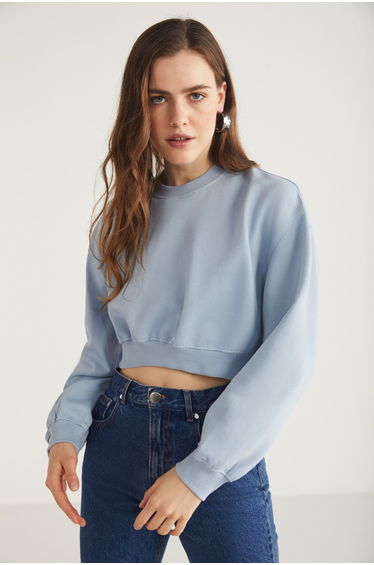 AMY Women's 100% Organic Cotton Blue Sweatshirt
