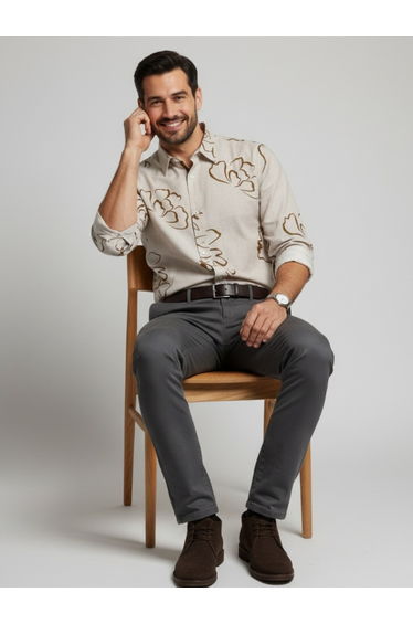 Men Classic Floral Print Casual Shirt