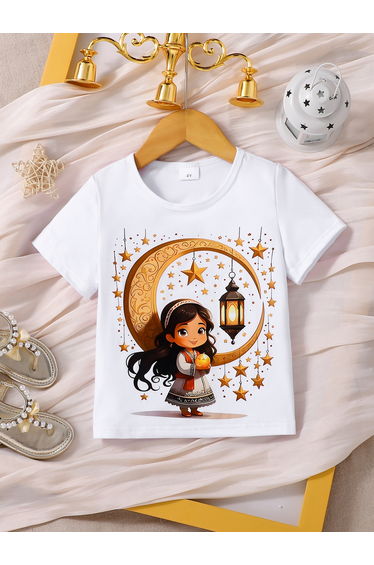 Girls White Ramadan Kareem Graphic T-Shirt