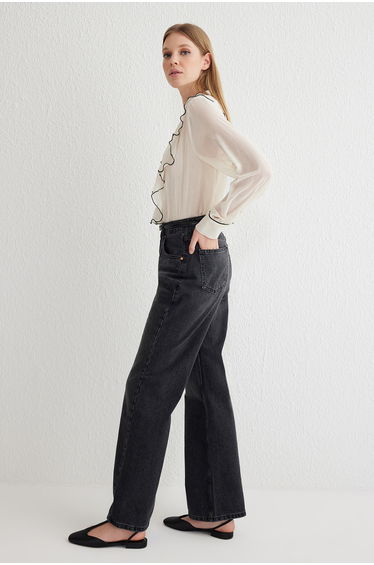 Black High Waist Wide Leg Jeans