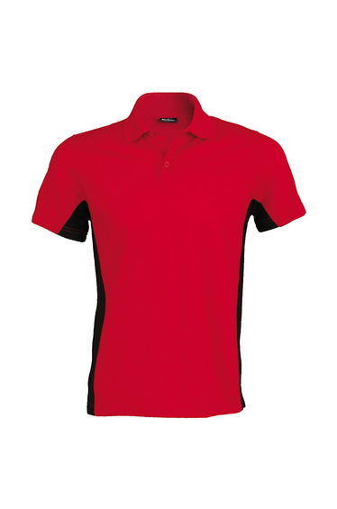 Kariban Mens Short Sleeve Flag Polo Shirt (Dual Colour) - Red/Black