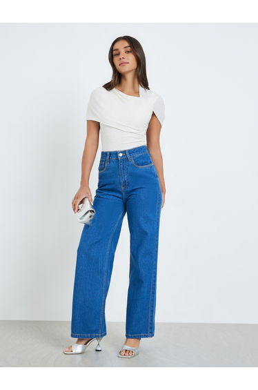 Women High Rise Wide Leg Jeans
