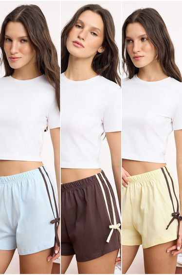 Brown-Multicolor 3-Pack 51% Cotton,49% Polyester Plain Single Jersey Knitted Pajama Bottoms