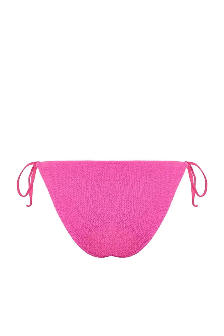 Pink Tie-Up Textured Bikini Bottom - 6