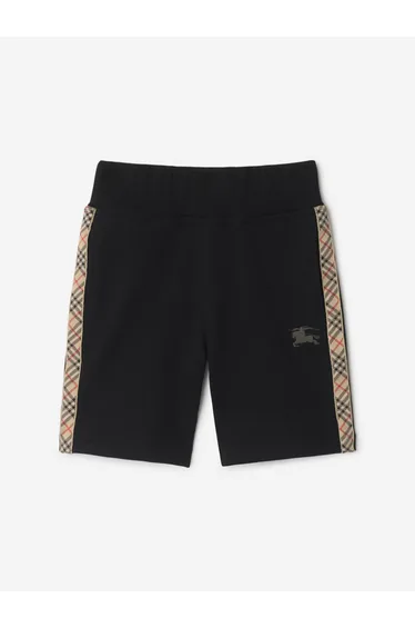 Burberry Boys Benny Check Tape Shorts in Black