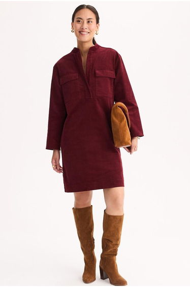 Mid-Length Shift Dress in Velour