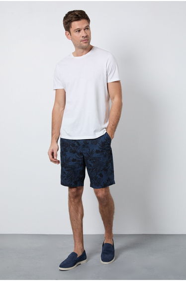 Navy Printed Chino Shorts