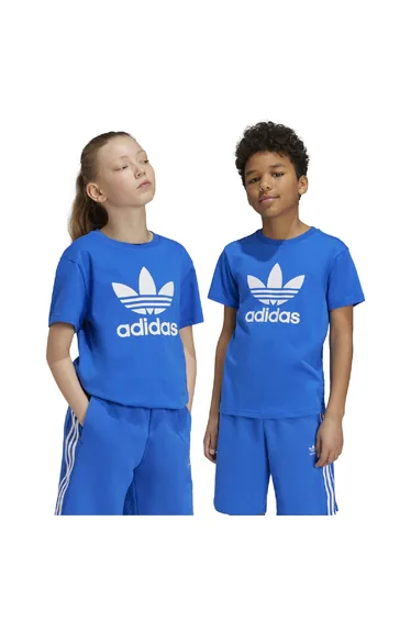 Boy's adidas Originals Junior Adicolor Trefoil Short Sleeve T-Shirt in Blue