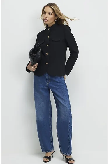 Black Pocket Detail Structured Jacket