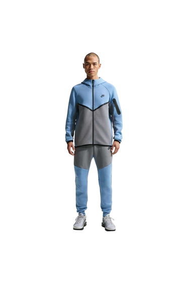 Nike Mens Tech Chevron Full Zip Hoodie - Blue/Grey