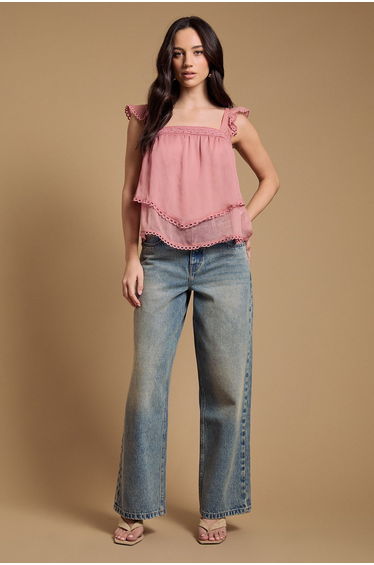 Tiered Frill Sleeve Western Cami Top