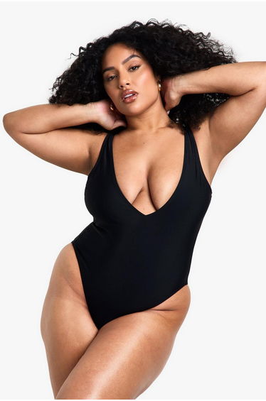 Plus Swimwear Essentials Plunge Tummy Control Swimsuit