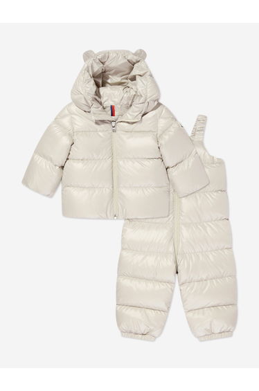 Baby Down Padded Snowsuit in Beige