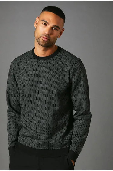 Patterned Crew Neck Jumper