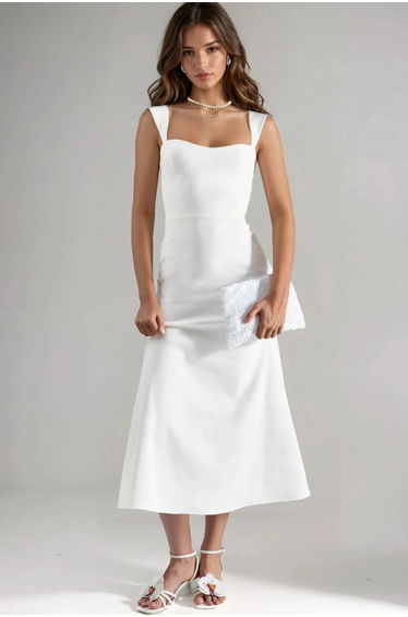 A-Line Midi Dress with Heart Collar