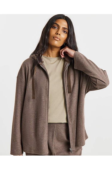 Cut & Sew Rib Zip Hoodie