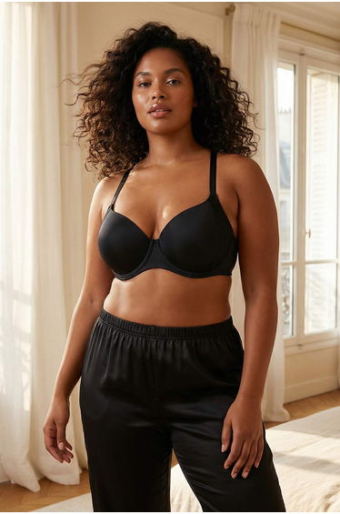 Black Lace Detailed Fixed Covered Plus Size Bra
