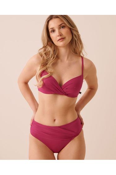 RASPBERRY RED Mid Waist Bikini Bottom