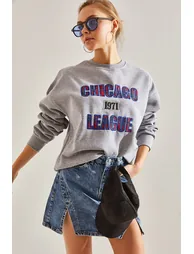 Women's Chicago Printed Three Thread Raised Sweatshirt