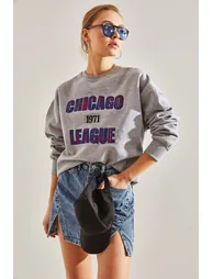 Women's Chicago Printed Three Thread Raised Sweatshirt - 3