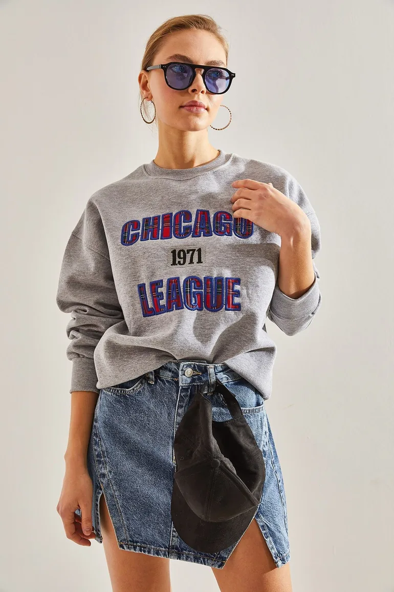 Women's Chicago Printed Three Thread Raised Sweatshirt - 1