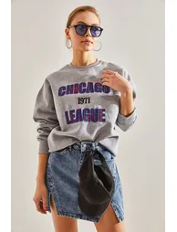 Women's Chicago Printed Three Thread Raised Sweatshirt - 1