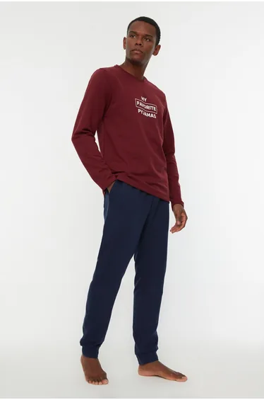 Pajama Set - Burgundy - Graphic